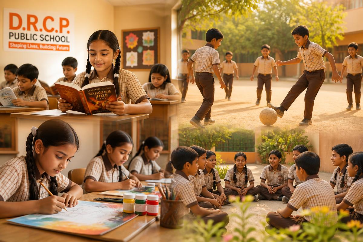 Students at D.R.C.P. Public School engaged in reading, art, sports and group learning activities